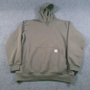 Carhartt Hoodie Mens LT L Tall Green Loose Fit Fleece Workwear Sweatshirt K121